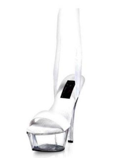 Cheap 6'' High Heel Silver PU Sexy Platform Mules