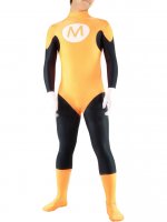 Cheap Orange and Black Lycra Spandex Unisex Zentai Suit