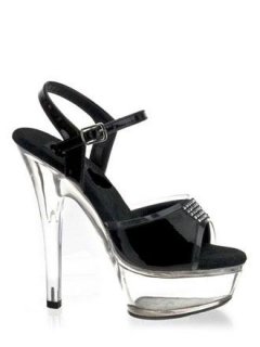 Cheap 6'' High Heel Rhinestone PVC Ankle Straps Sexy Platform Sa