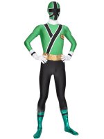Cheap Green And Black Shiny Metallic Lycra Super Hero Zentai Sui
