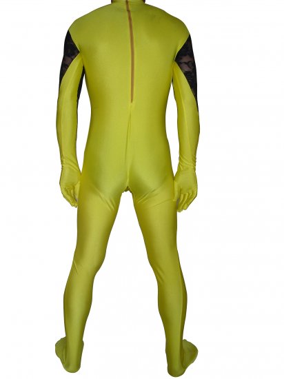Cheap Black And Yellow Lycra Lace Unisex Zentai Suits - Click Image to Close