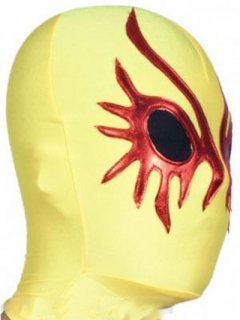 Cheap Yellow And Red Open Eye Spandex Hood