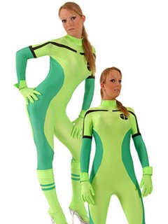 Cheap Spandex Green and Black Lycra Zentai Suit