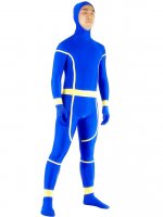 Cheap Blue and Yellow Lycra SpandexUnisex Zentai Suit