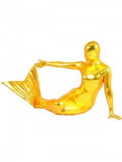 Cheap Gold Shiny Metallic Mermaid Suit