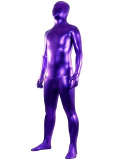 Cheap Purple Shiny Metallic Unisex Zentai Suit