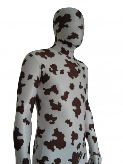Cheap Brown And White Cow Lycra Unisex Zentai Suits - Click Image to Close