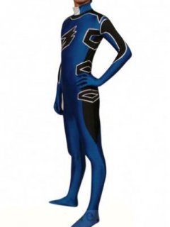 Cheap Black Yellow And Blue Spandex Lycra Super Hero Costume