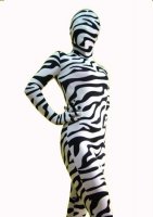 Cheap Black and white Lycra Spandex Unisex Zentai Suit 2