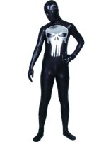 Cheap Black And Silver Halloween Shiny Metallic Zentai Suit