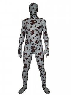 Cheap Brown And White Cow Lycra Unisex Zentai Suits