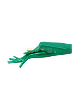 Cheap Shiny Metallic Green Shoulder Length Gloves