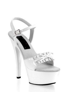 Cheap 6'' High Heel White PU Ankle Straps Sexy Platform Sandals