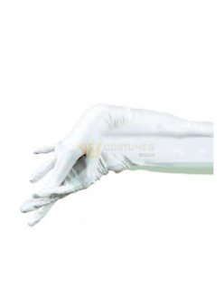Cheap Shiny Metallic White Shoulder Length Gloves