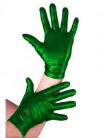 Cheap Green Gloves Metallic Spandex ZENTAI Catsuit