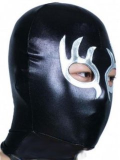 Cheap Black And Silver Open Eye And Mouth Shiny Metallic Hood