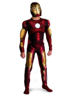 Cheap Iron Man Shiny Metallic Super Hero Costume