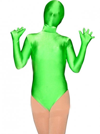 Cheap Half Length Green Lycra Spandex Unisex Catsuit - Click Image to Close
