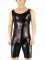 Cheap Sleeveless Black Shiny Metallic Short Leotard and Catsuit