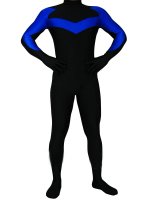 Cheap Black With Blue Lycra Spandex Zentai Costume