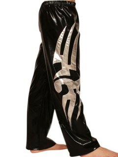 Cheap Black Silver PVC Pants