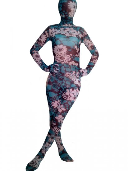 Cheap Flower Pattern D Lycra Spandex Unisex Zentai Suit - Click Image to Close