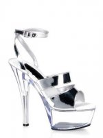 Cheap 6'' High Heel White PU Ankle Straps Sexy Platform Sandals