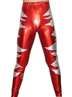 Cheap Red Silver Pattern Shiny Metallic Pants