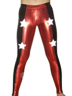 Cheap Red And Black Shiny Metallic Pants