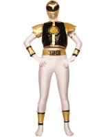Cheap White Black And Gold Lycra Spandex Super Hero Zentai Suit