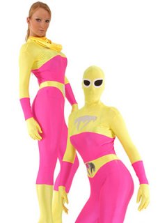 Cheap Yellow and Pink Special Zentai Lycra Spandex Zentai Suit