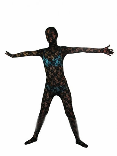 Cheap Black Unisex Lace Zentai Suit - Click Image to Close