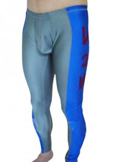 Cheap Gray And Blue Spandex Pants