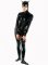 Cheap Black Devil Front Open PVC Unisex Catsuit