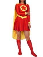 Cheap Red And Yellow Halloween Lycra Spandex Super Hero Catsuit