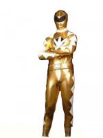 Cheap Gold And White Shiny Metallic Super Hero Zentai Suit