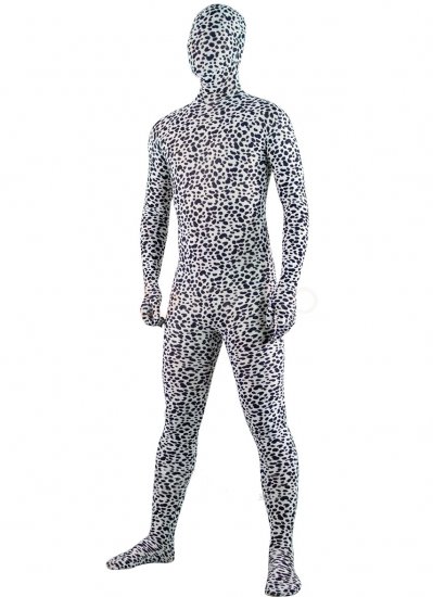 Cheap Black & White Spot Lycra Spandex Unisex Zentai Suit - Click Image to Close