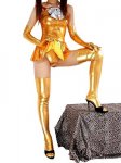 Cheap Gold Shiny Metallic Bowknot Mini Skirt Suit - Click Image to Close