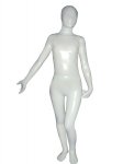 Cheap White Cream Shiny Metallic Unisex Zentai Suit - Click Image to Close