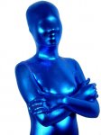 Cheap Blue Shiny Metallic Unisex Zentai Suit - Click Image to Close