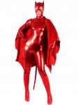 Cheap Shiny Metallic Red Bat Unisex Catsuit - Click Image to Close