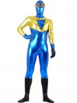 Cheap Yellow & Blue Shiny Metallic Unisex Zentai Suit - Click Image to Close