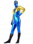 Cheap Yellow & Blue Shiny Metallic Unisex Zentai Suit - Click Image to Close
