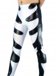 Cheap White & Black Pattern Shiny Metallic Wrestling Bottom