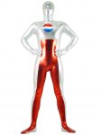 Cheap Silver & Red Shiny Metallic Unisex Zentai Suit - Click Image to Close