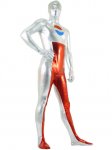 Cheap Silver & Red Shiny Metallic Unisex Zentai Suit - Click Image to Close