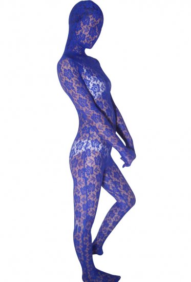 Cheap Blue Transparent Velvet Unisex Zentai Suit - Click Image to Close