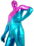Cheap Purple & Blue Shiny Metallic Unisex Zentai Suit - Click Image to Close
