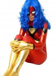 Cheap Shiny Metallic Red with Gold Unisex Catsuit - Click Image to Close