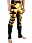 Cheap Black Lycra Spandex Wrestling Bottom with Golden Shiny Met - Click Image to Close